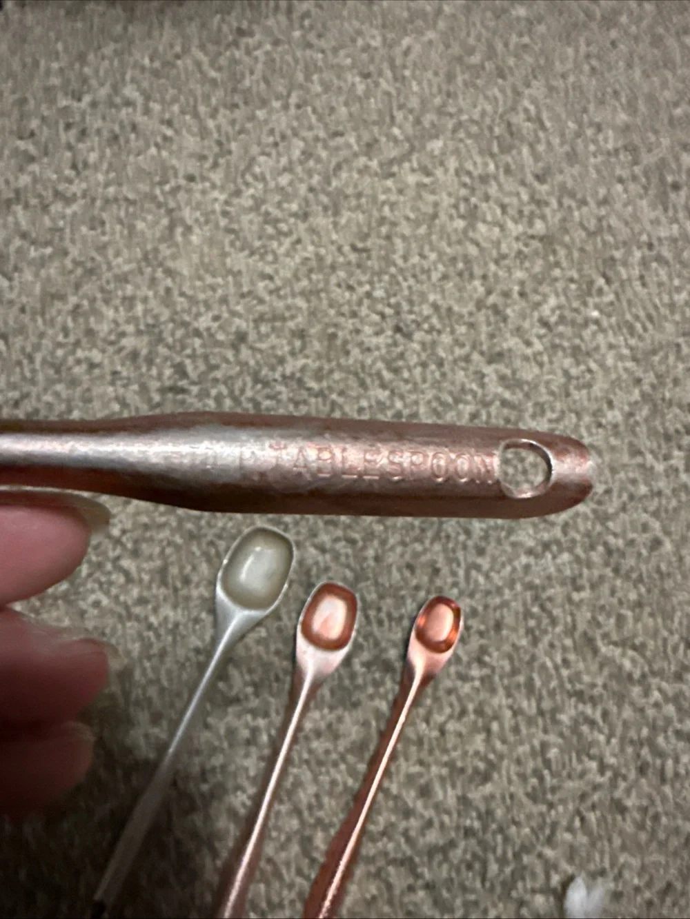 Vintage Set of 4 Metallic Measuring Scoops - Silver & Copper Tones